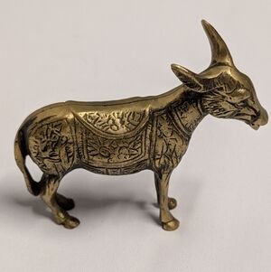 Vintage Brass Donkey Mule Figurine For Home Decor